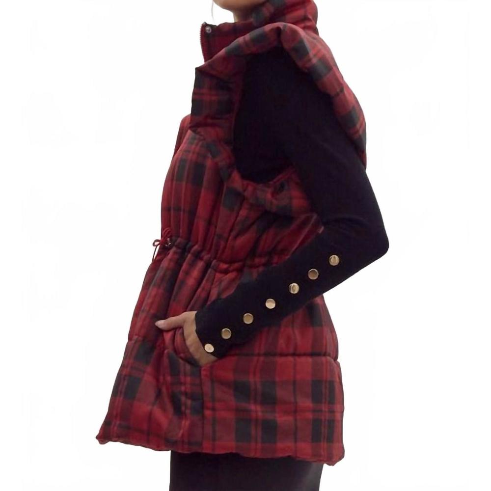 Entro Red and Black Plaid Vest - Picture 3 of 7